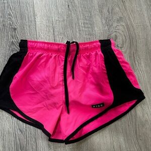 PINK Victoria's Secret Neon Pink and Black Athletic Shorts